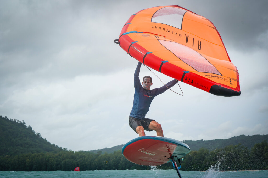 Wing foiling starboard airush action