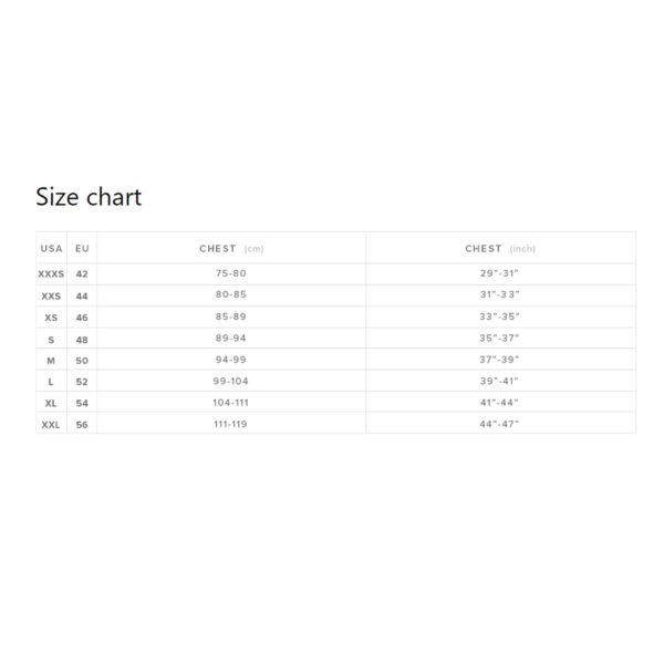 Mystic impact vest Majestic size chart