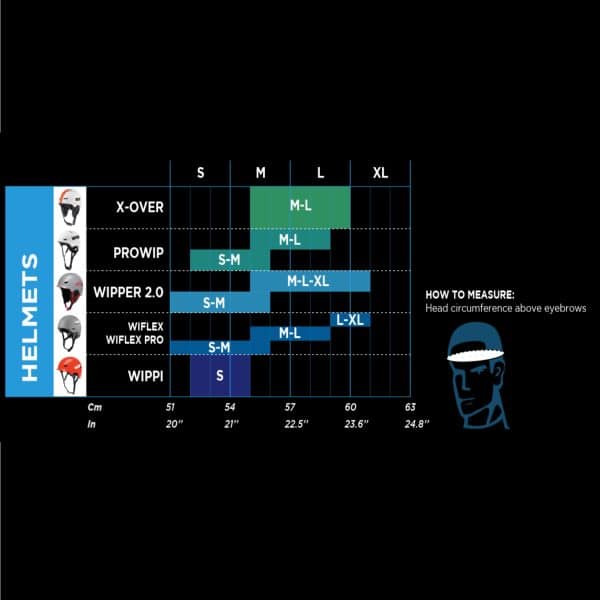 Size chart WIP helmets